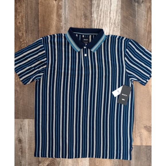 NWT Men's RVCA Uptown Stripe Polo SS Shirt, Size Small - Picture 2 of 12